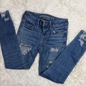 American Eagle Outfitters Women's Distressed Blue Skinny Jeans